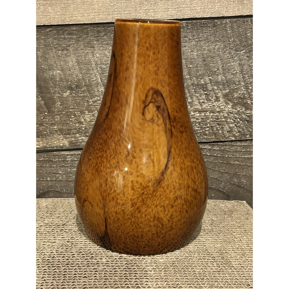 Amber Brown Swirl ART GLASS‎ PENDANT LIGHT SHADES 8.5" LONG pear shape